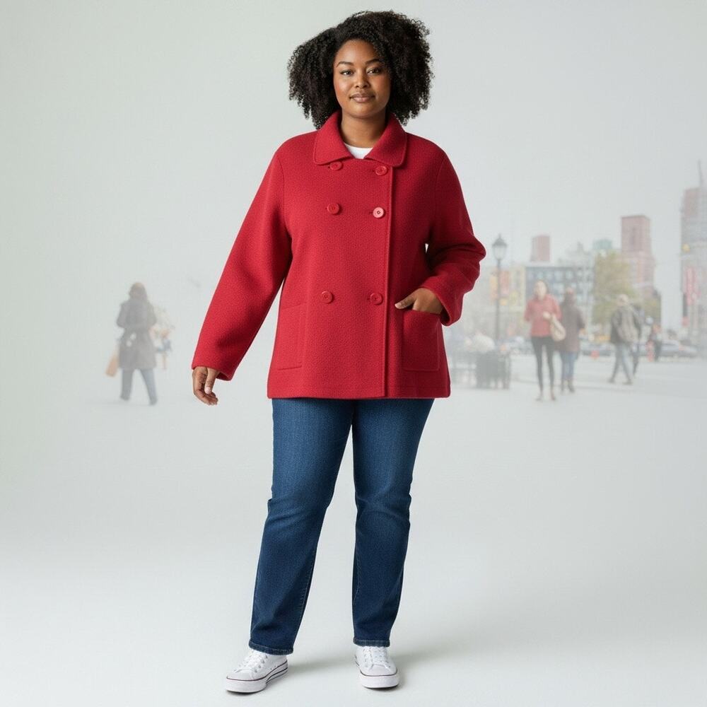 Talbots Red 100% Merino Wool Floral Lined Jacket M - Picture 2 of 8